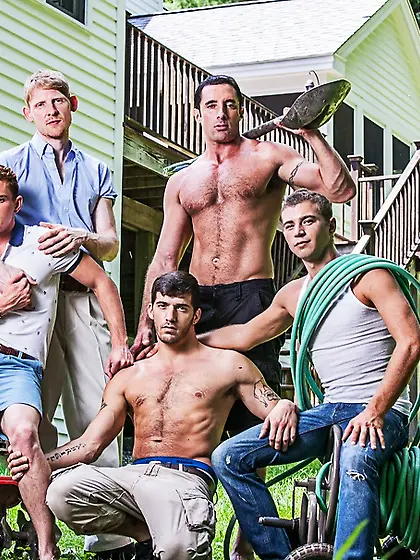 Group gorgeous guys break