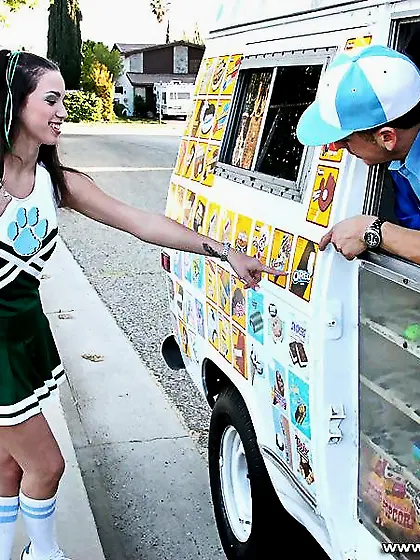 Nasty cheerleader Courtney James gets filled with long cock in t