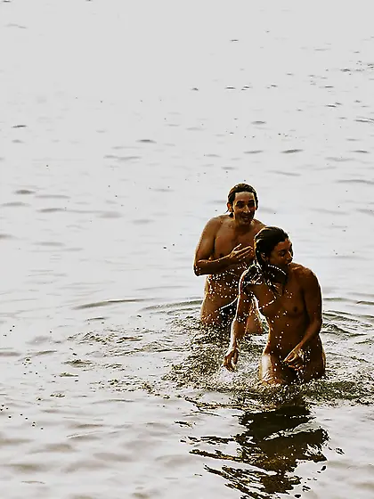 Wet beach handjob