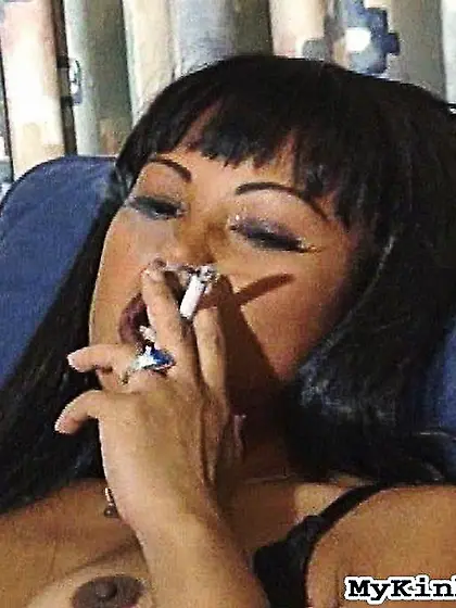 Smoking Asian got pleasured by a vibrator...