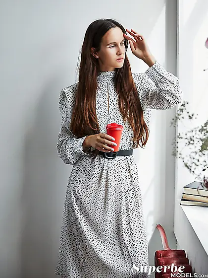 Young romantic brunette loves