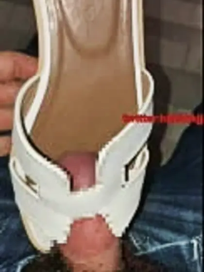 Cum girl eating takeaway sandals shoes