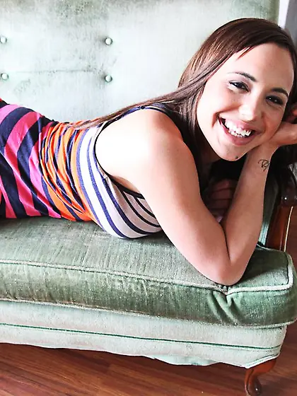 Sweet looking teeny chick bares her body and then entertains her