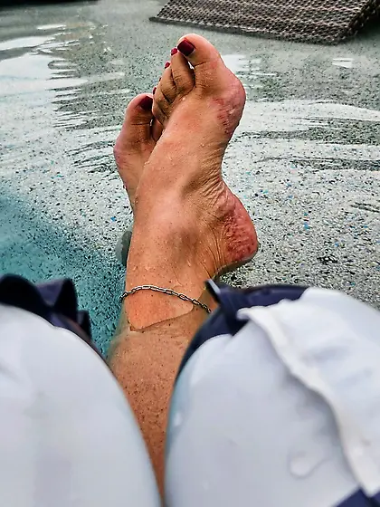 Floating in the pool