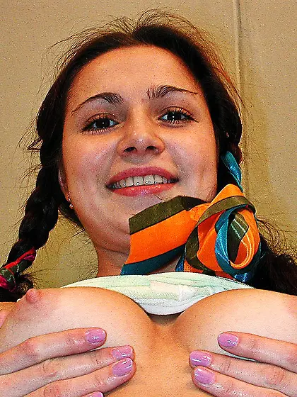 Big tits teen pissing and drinking