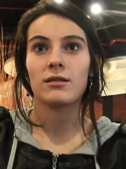 Young brunette face full