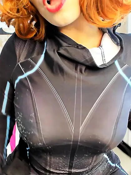 Busty redhead tries a new dildo