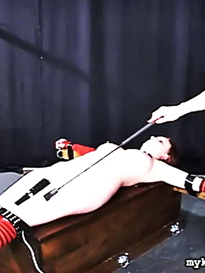 Bondaged blonde chubby girl