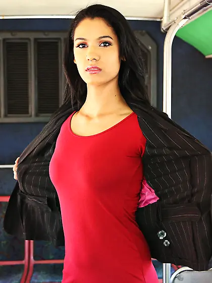 Tight little Latina banging a big dick in a public setting