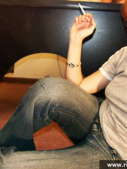 Russian teen redhead smokes and masturbates