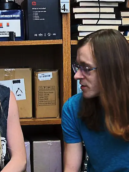 Young bf watches as a store guard boffs his...