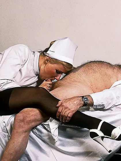 Classic blond nurse seduces horny old patient