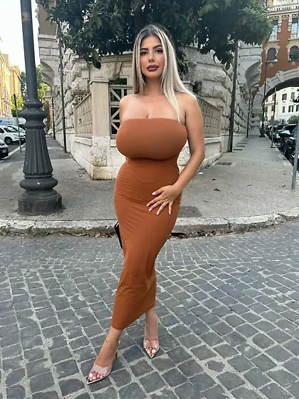 Italian blonde with huge tits