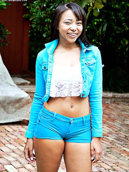 Sultry black teenager Adrian Maya climbs and rides the bone hard