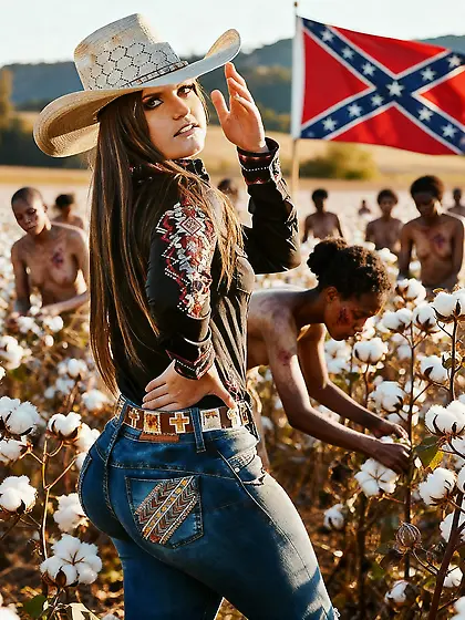 Racist Cowgirl With Her Slaves