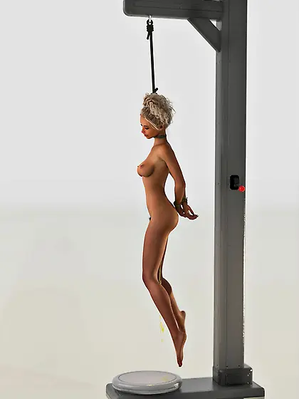 Helpless girl hanged pissing – dying,  choke,  tie