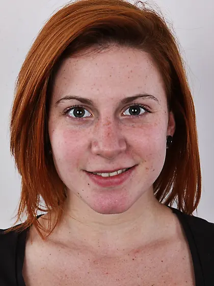 Perfect red-haired chick black