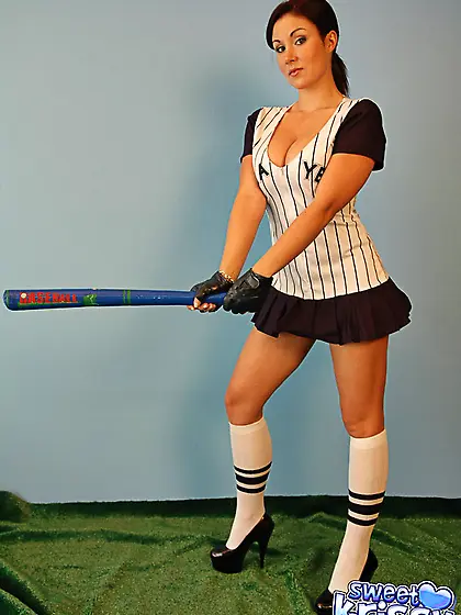 Hot teen baseball player Sweet Krissy takes off ehr mini skirt a