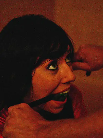 Sex-hungry dude ties up his sexy brunette babe, clamps her melon