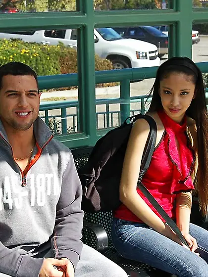 Busty teen wiggles red