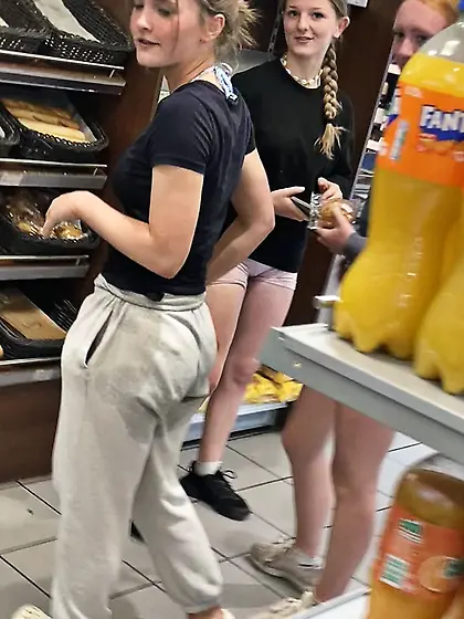 Frisky teens checking out cycling shorts bulge