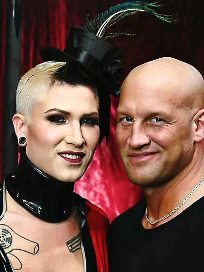 Wild blonde tranny partially