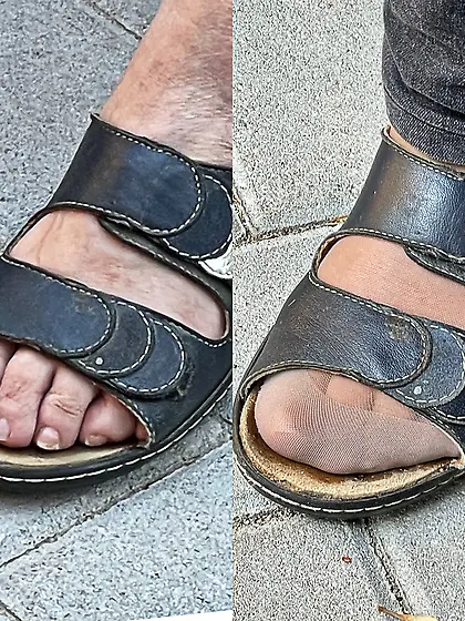 Mother in law 75yr feet naked and nylon piedi suocera velati