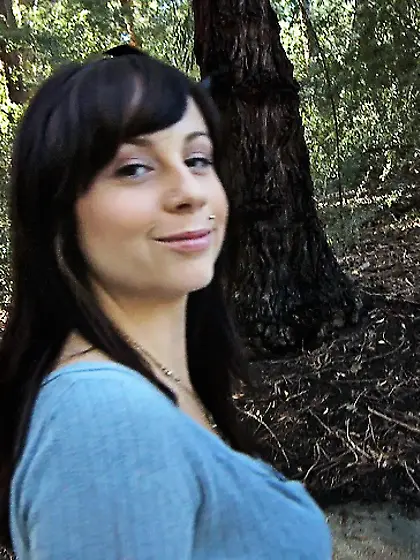 Hot brunette babe Mindy Lynn strips in the woods and shows her f