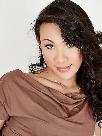 Curly hair ladyboy wanks