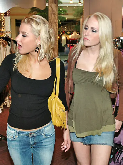 Blondes enjoy their shopping spree,  eat pussy and fuck later on