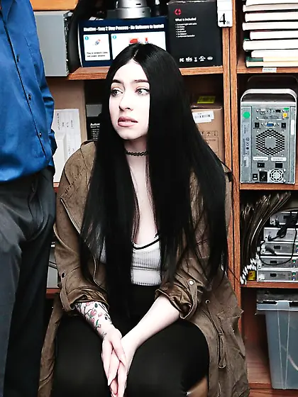 Curvy white girl thief banged by store security