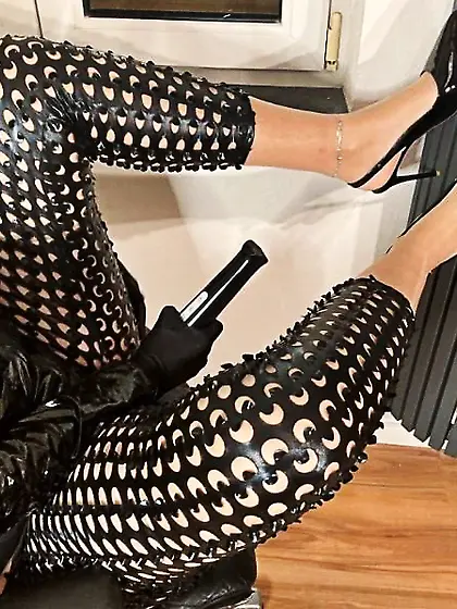 Black Leggings,  Nylons and High Heel Sling Pumps