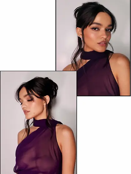 Rachel Zegler in sheer purple dress 12-04-2025
