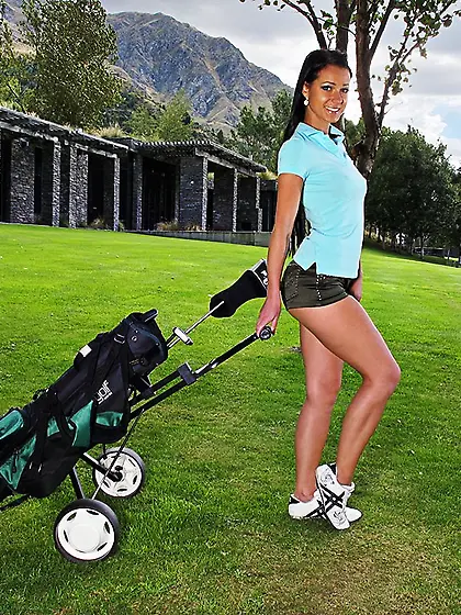 Sensual hot brunette Melissa Mendiny enjoys in outdoor sports in