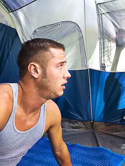 Bootylicious brunette Adriana Kelly wearing pink thong doing a b