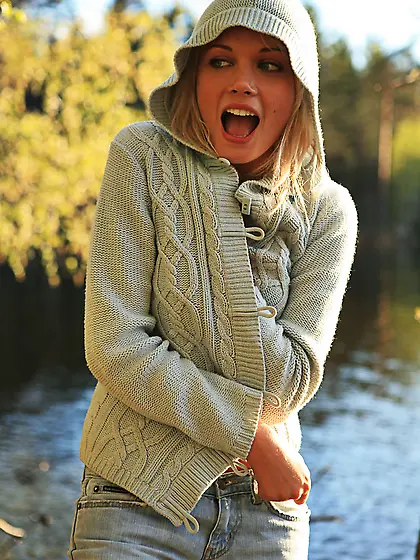 Sexy Sybille A takes her clothes off while walking in the local