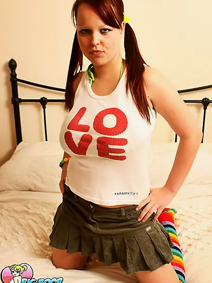 Lusty redhead white top