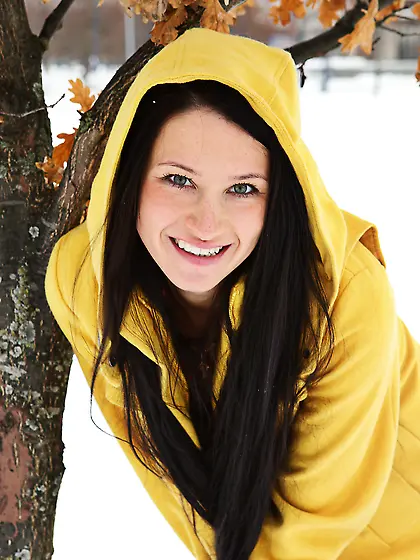 There is no winter for this hot brunette girl Maria S and her st