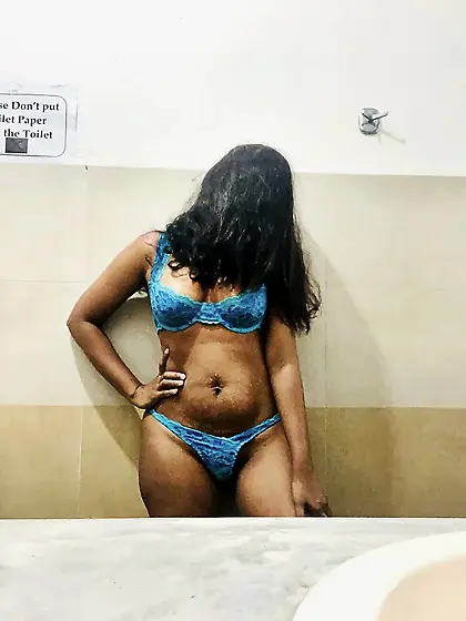 Srilankan girl office blue panty