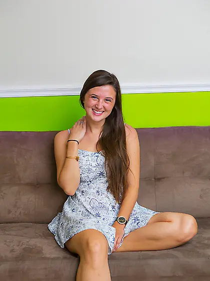 Intensely naughty teasing session from a babe with tan lines