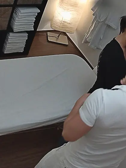 Flexible brunette coed jumping