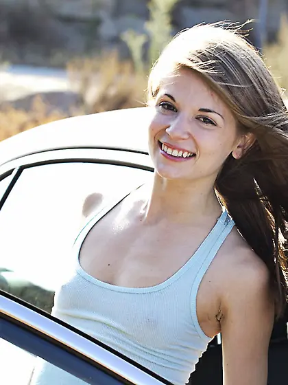 Teen brunette strips booty