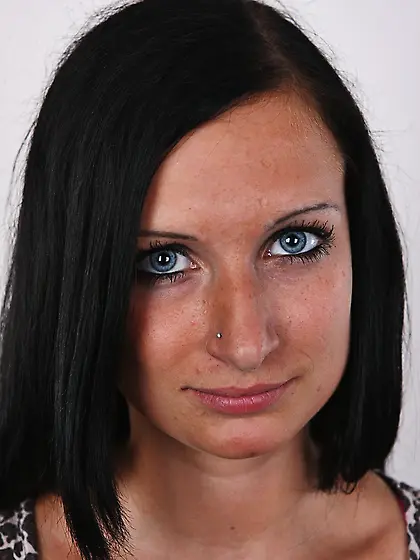 Blue eyed young brunette is a slut undercover