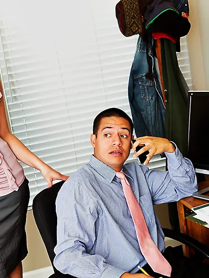 Office guy impales butted blonde colleague with great assets on
