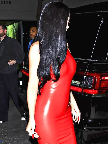Kylie Jenner in a tight red dress