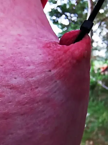 Painful using her nipples in public