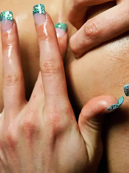 Oiled blonde honey holes