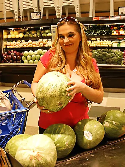 April Mckenzie takes her sexy tight skirt off and gets her hungr