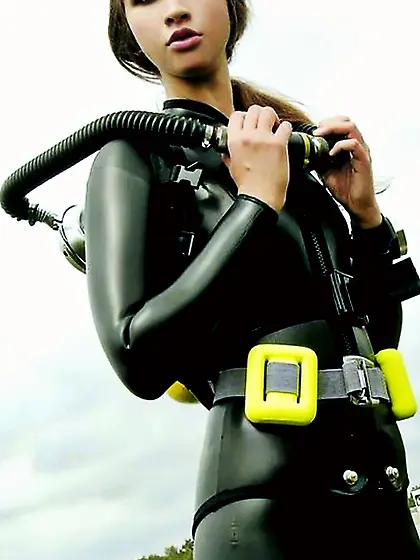 Rubber wetsuit scuba girl
