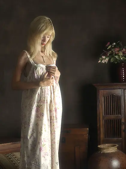 Jane A takes her sexy white lingerie in front of the camera and